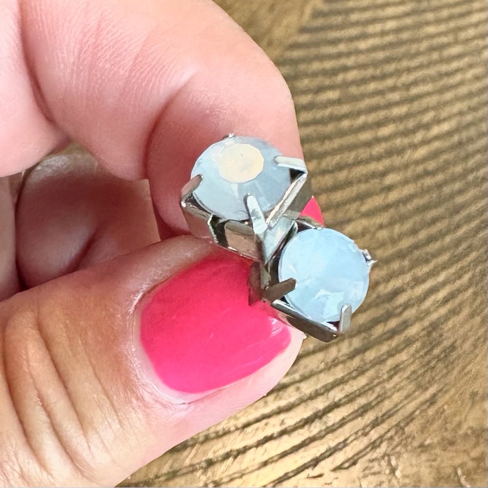 Handcrafted - Upcycled Elegant Silver and Pale Blue Stud Earrings